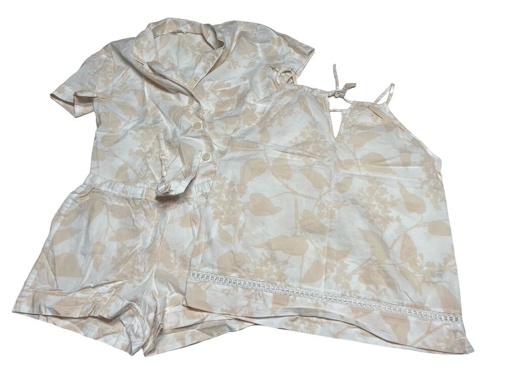 Haven Well Within Pajama Lounge 3 Piece Set Size XS Short Sleeve Botanical